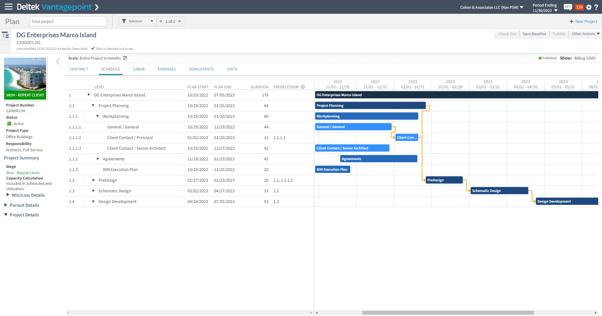 vantagepoint schedule dependencies